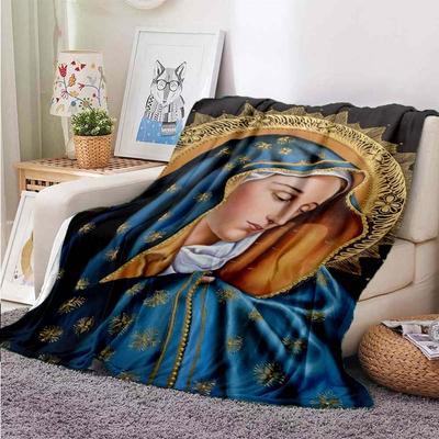 Virgin Mary Flannel Blanket Fluffy Lightweight Fleece Throw Blanket Comforter Soft Warm Cozy Throw Nursery Bedding Decor Bedroom