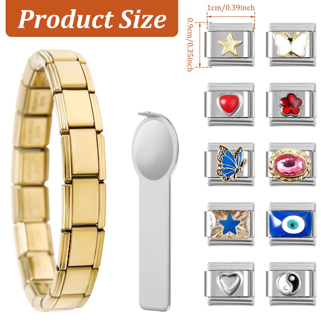 1 sada Modulární náramky Italian Charm Nerezová ocel Módní DIY Modulární náramek Šperky Dárky Pro Ženy Muže Elastické náramky