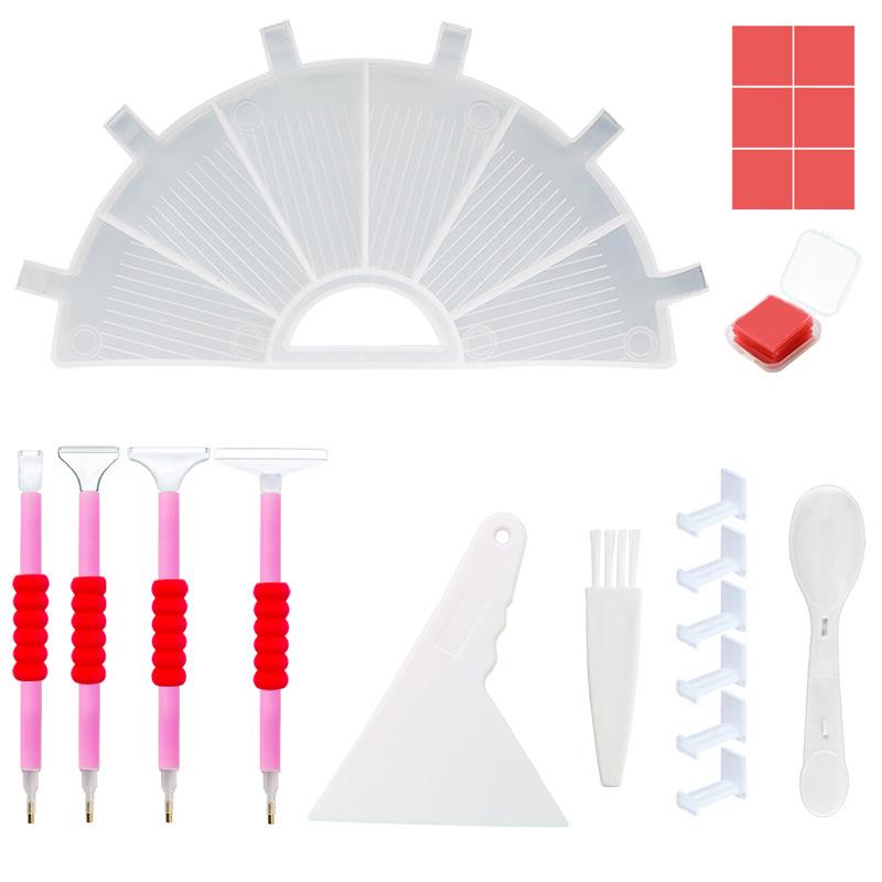 Multifunctional Diamond Painting Tool Set: Flip Drill Plate, DIY Drill Pen, Storage Tray & Embroidery Sieve