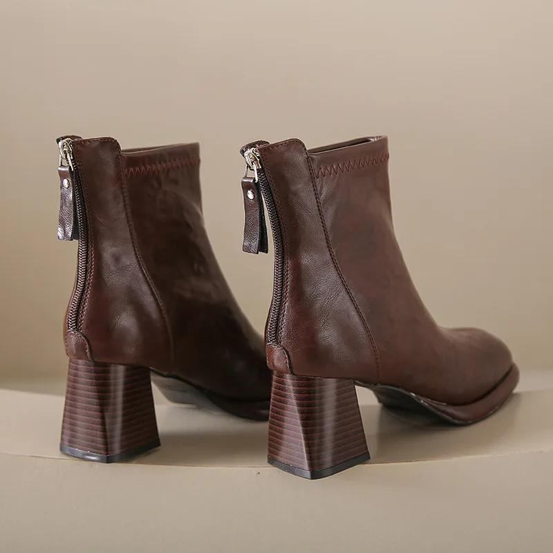 Fashion Comfort Fashion Winter Shoes Platform Boots Genuine Leather Large Size 43 Women Ankle Boots Women High Heels Ladies Booties