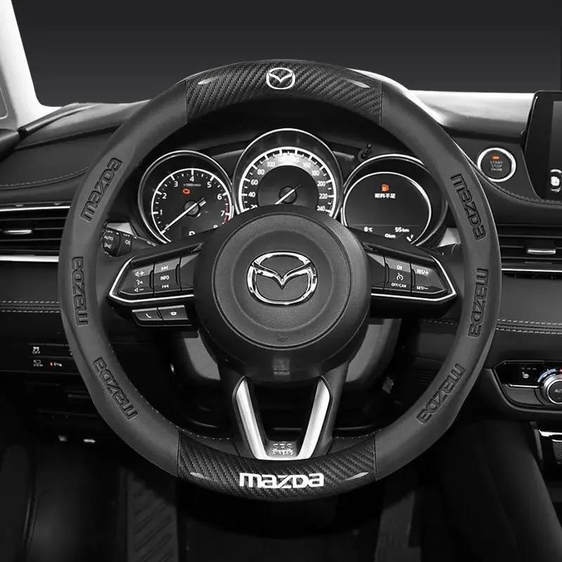 

2025 Гаряча 38см Накладка на кермо зі шкіри та вуглецевого волокна Для Mazda 2 3 CX5 CX30 CX8 CX3 Mazda2 6 5 CX9 BT50 Автоаксесуари чорний