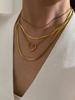 GHIDBK Minimalist Stainless Steel 1mm 2mm 4mm Flat Snake Chain Hollow Heart Pendant Necklace for Women Fashion Stackable Zircon