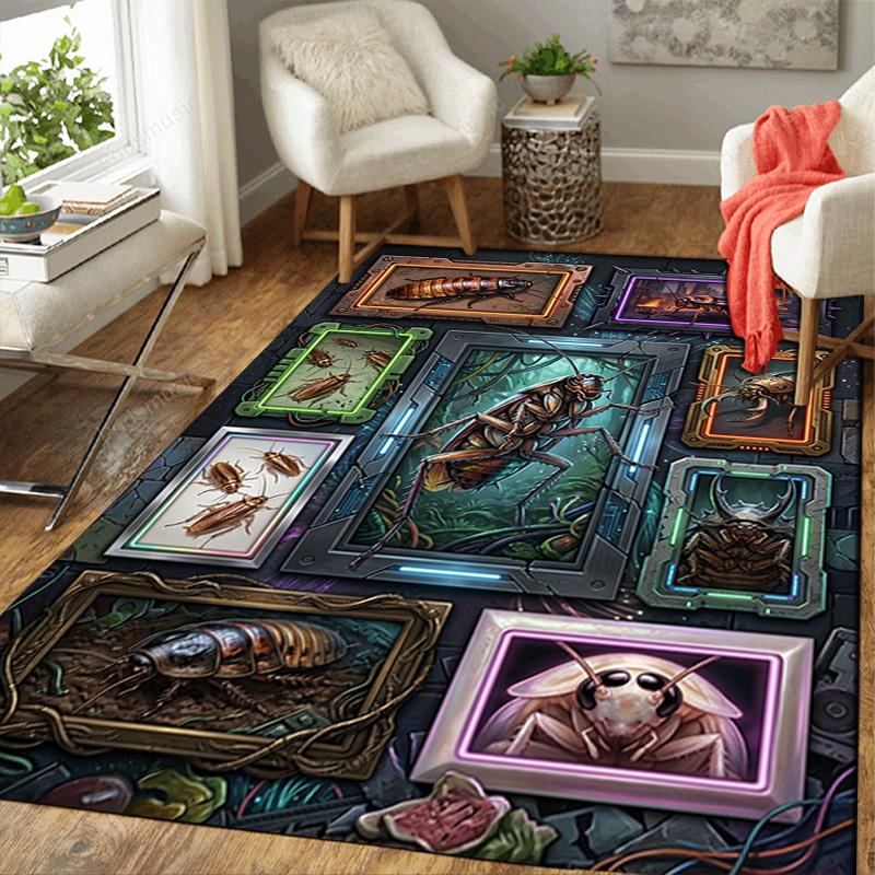 Insect Evolutionary Showcase Pattern Rug Floor Mat for Living Room or Bedroom Soft and Comfortable Carpet a Gift for Birthday and Holiday.