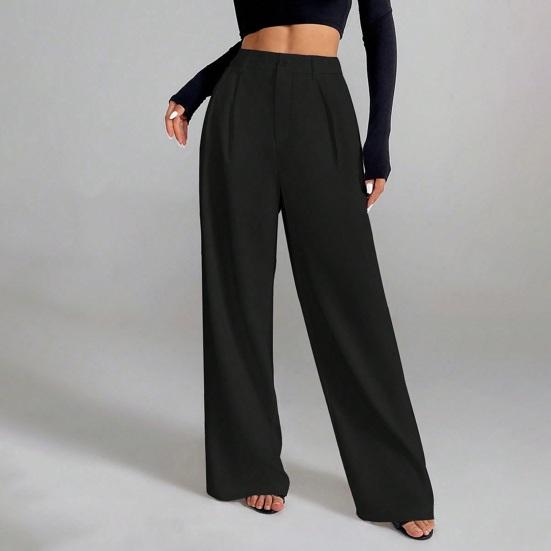 Women Pants Straight Wide-Leg High-Waisted Slimming Trousers Solid Color Loose Fit Dress Pants Workwear