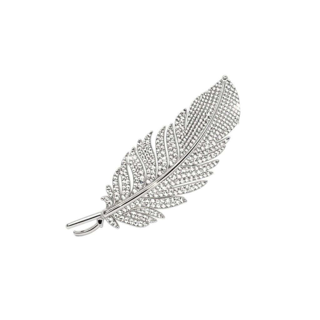 Zircon Feather Brooch Elegant Design Minimalist Style Fashion Accessory for Men and Women Suitable for Formal and Casual Wear