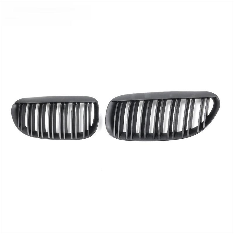 For BMW 6-Series E63 E64 2004-2010 Glossy Black Single Line Style Car Front Bumper Grilles Matte Racing Grill Accessories