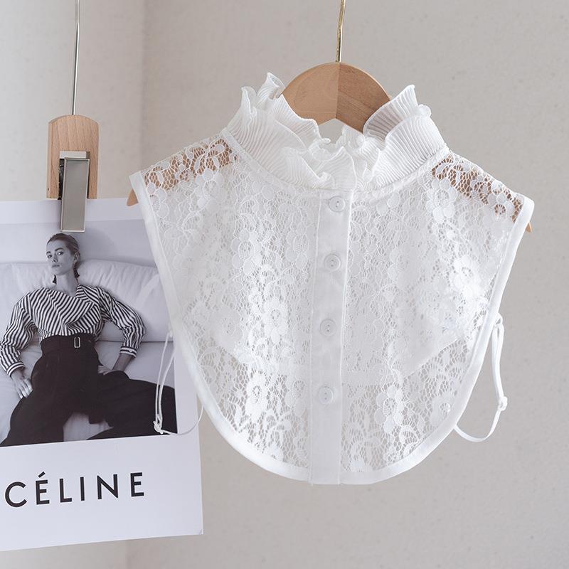 Trendy Elegant Hollow Lace Detachable Collar Versatile Fake Collar Lace Lapel Half Shirt Collar For Women Clothes Accessories белый