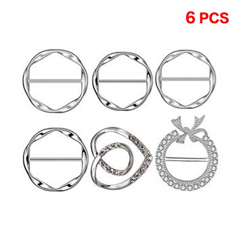 5/6Pcs Spiral Circle Zinc Alloy Metal Round Three-Speed Knotted Silk Scarf Buckle European And American Style