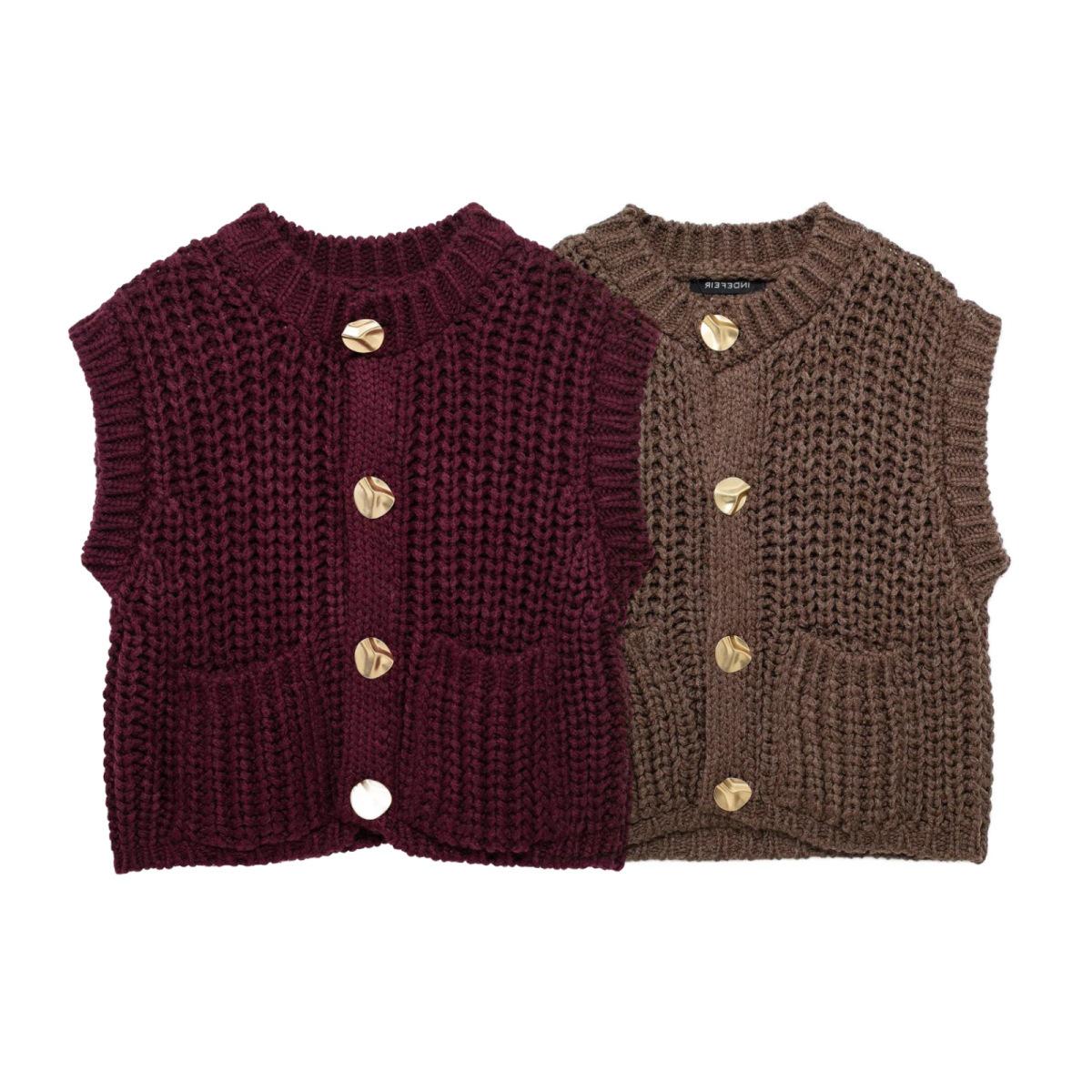 

TAOP&ZA Women s Spring Fashion Chunky Knit Sleeveless Vest M