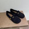 Versatile camellia Korean version flat bottom thin 2025 autumn T-character Mary Jane retro round head loafers women's single shoes women