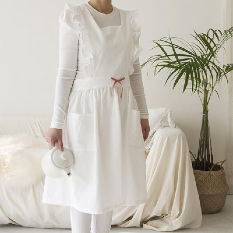 Однотонный фартук с оборками Cynthia white