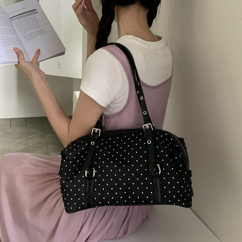 Underarm Bag - Retro Polka Dot Bowling Bag - Large Capacity Single Shoulder Bag