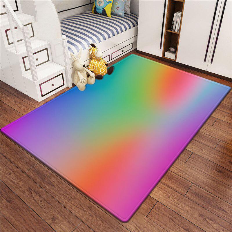 Dopamine Gradient Color Large Carpet Non Slip Soft Cartoon Kids Bedroom Living Room Floor Mat Home Decor Children's Play Carpet
