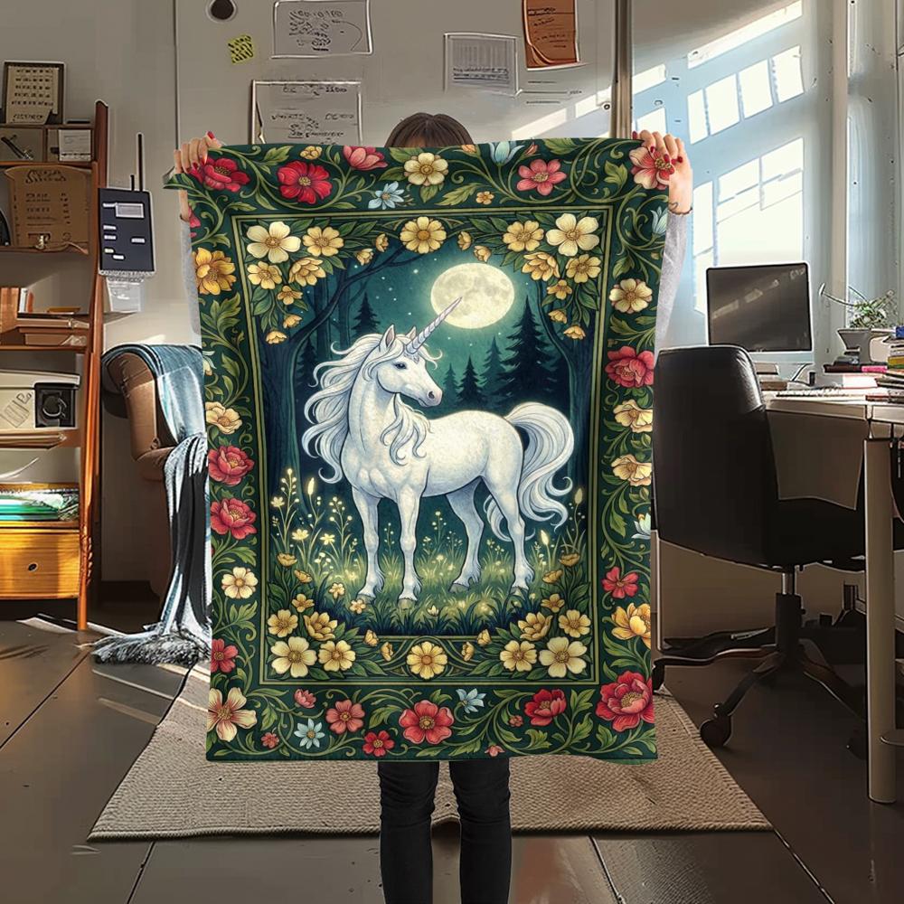 Unicorn Animal Print Flannel Blanket, High quality Comfortable for All Seasons, Home Decor, Warmth and Comfort, Perfect for Christmas Gifts136