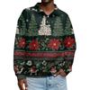 Men's Casual Christmas Print Button Long Sleeve Shirt