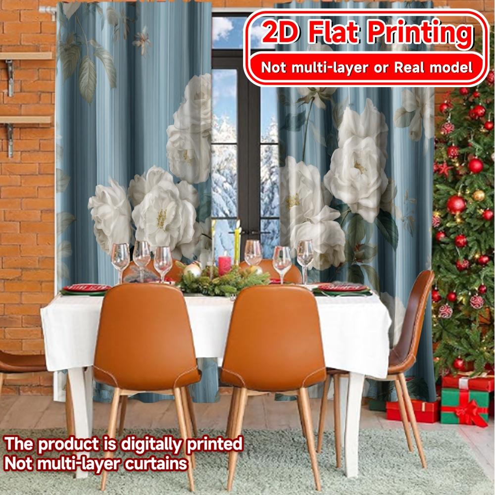 Set Of 2 Contemporary Flat Printing Dreamy Oasis Modern Curtains Prints Versatile All Bedroom Curtain With Sheer Polyester Perfect For