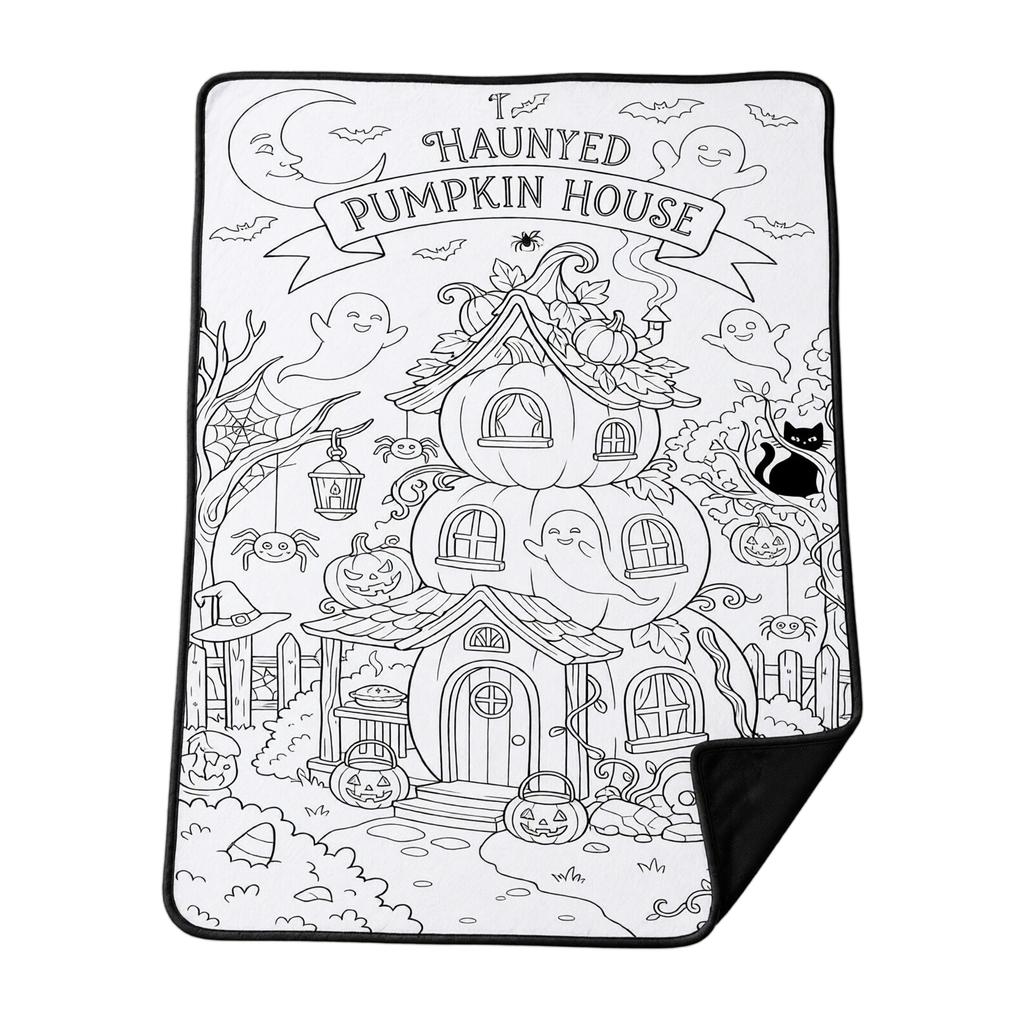 Kids Halloween Drawing with Brushes, 70 Cm, Parent-Child Coloring Blanket for Children