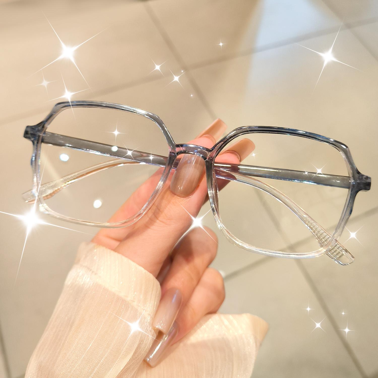 

Square Blue Color Lightweight Design Blocking Glasses Stylish Square Fake Eyeglasses Anti UV Ray Computer Gaming Glasses