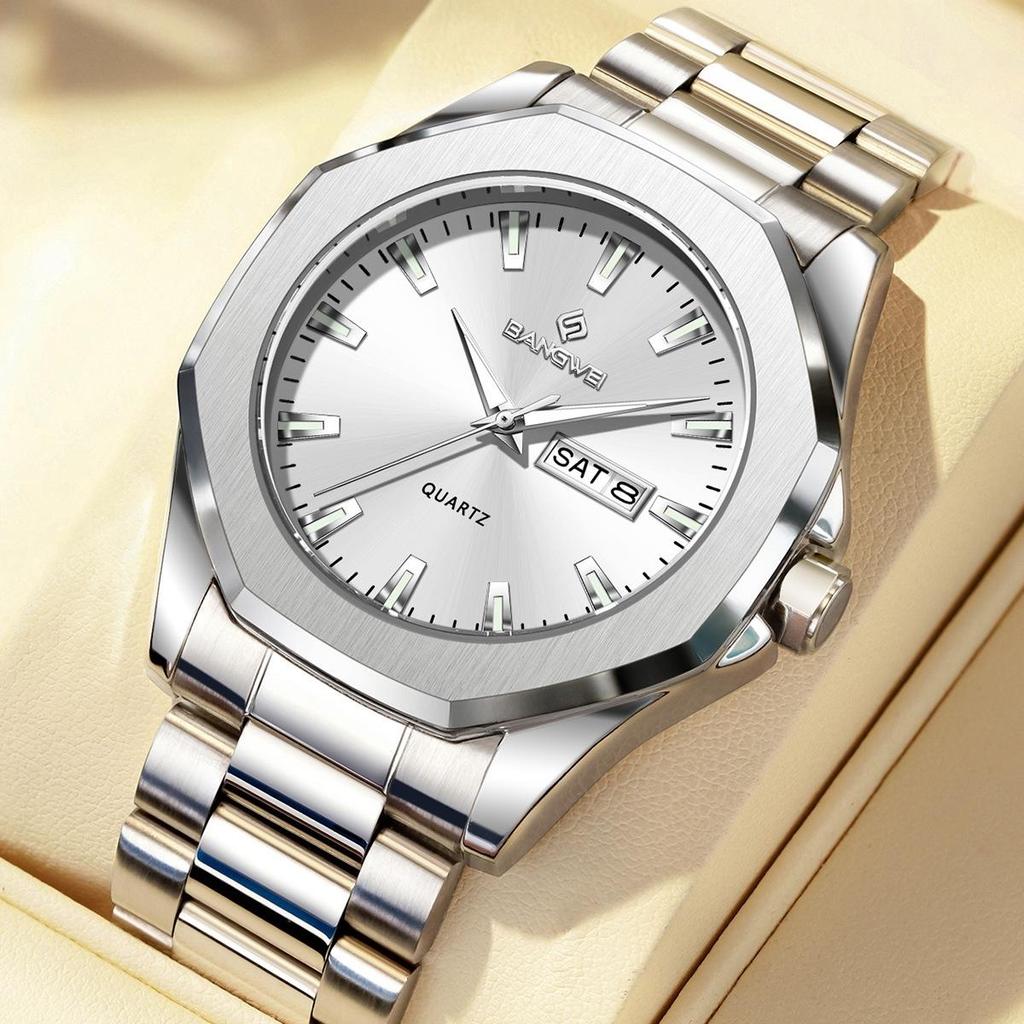 Luxury Men Wristwatch Waterproof Luminous Week Date Casual Man Clock Stainless Steel Quartz Fashion Men's Watches Reloj