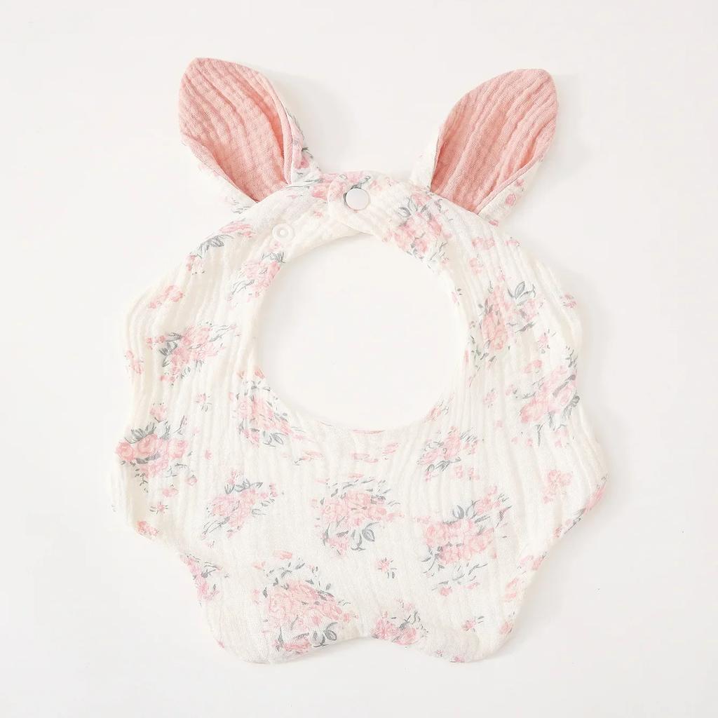 Baby Cotton Bib Cartoon Rabbit Ears Feeding Towel Water Absorbent Saliva Towel Newborns Burp Cloth for Boy Girls Accessories