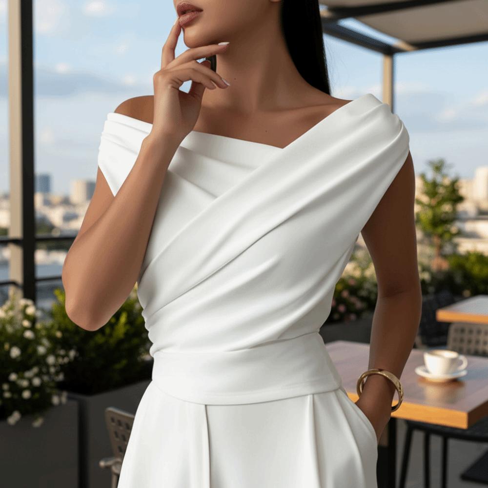 Short Sleeve V-Neck Wrap Top Summer Ladies' Shirt Simple Pullovers T-shirt Business Casual
