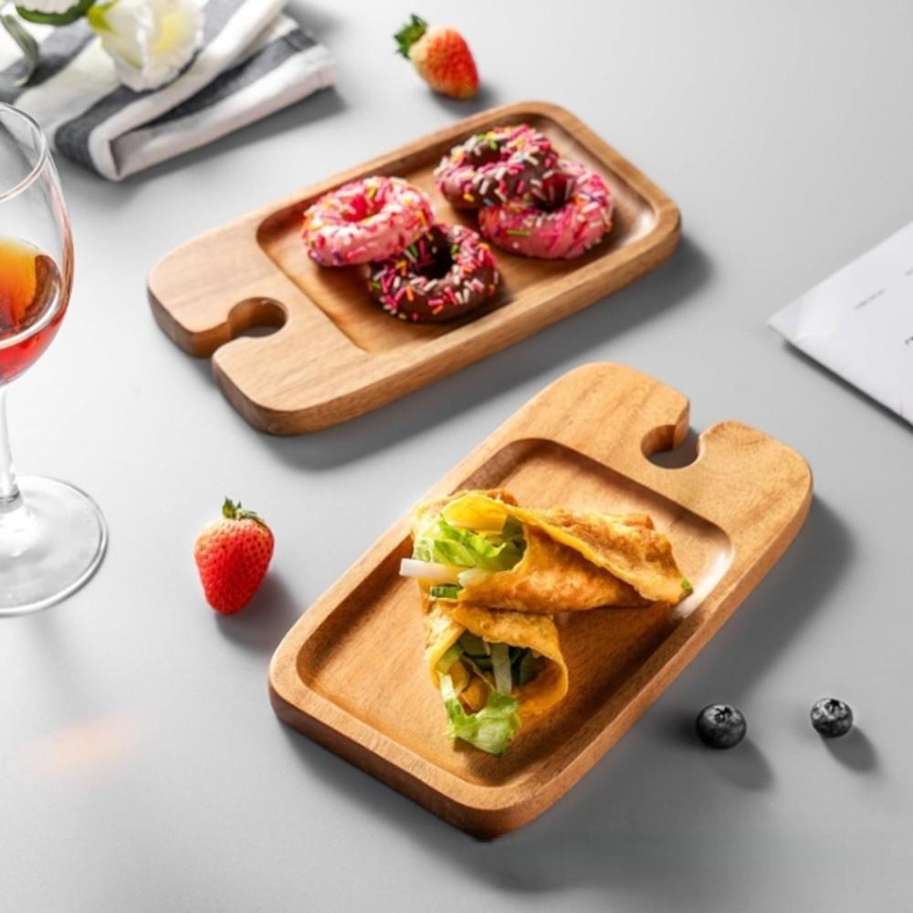2pcs Wooden Appetizer Plates with Wine Glass Holder Holder Design Cheese Board  Social Gathering