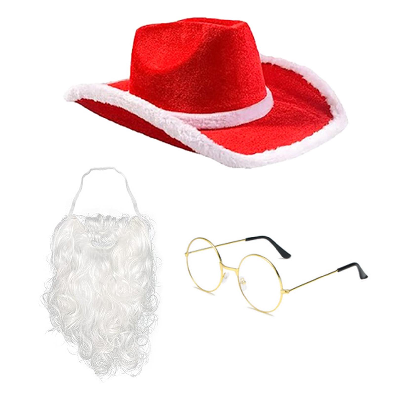 

Santa Suit Christmas Cowboy Hat and Eyeglasses Kerchief Set for Bachelorette Party for Role Playing Santa S1