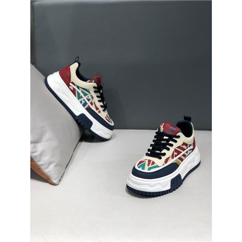 Spring color matching platform casual shoes lace-up sports shoes trendy shoes casual trend