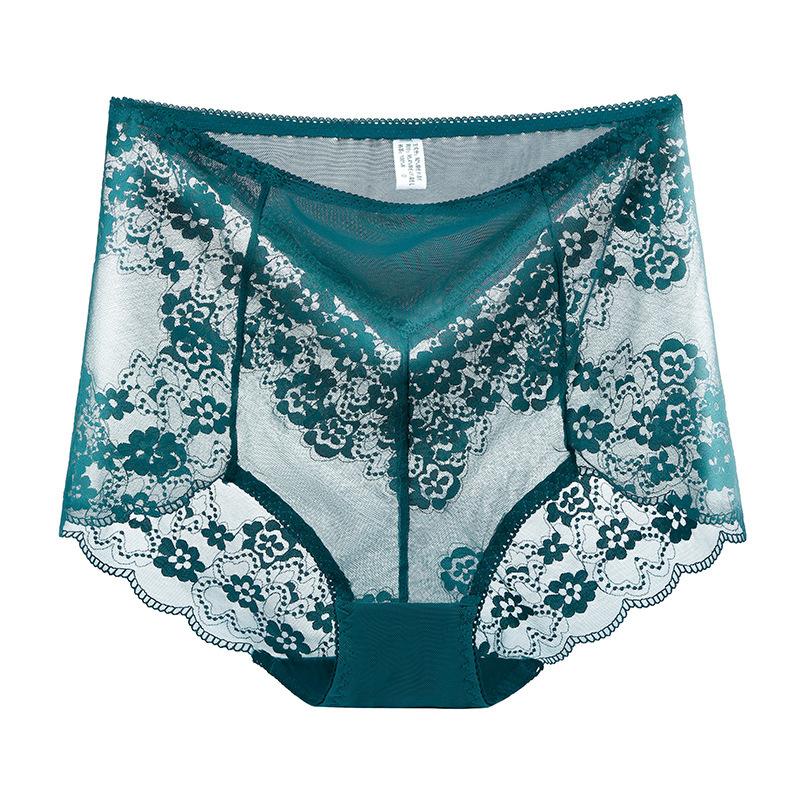 Dámské kalhotky nové letní sexy vykrojené krajkové s vysokým pasem zvedající břicho bezešvé bokové