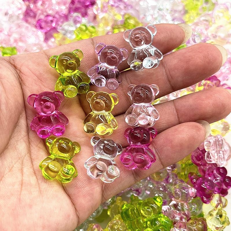 10pcs/lot Crystal Acrylic Bear Pendant Charms for Necklace Bracelet Earrings Jewelry Making Diy Findings Bears Christmas Making