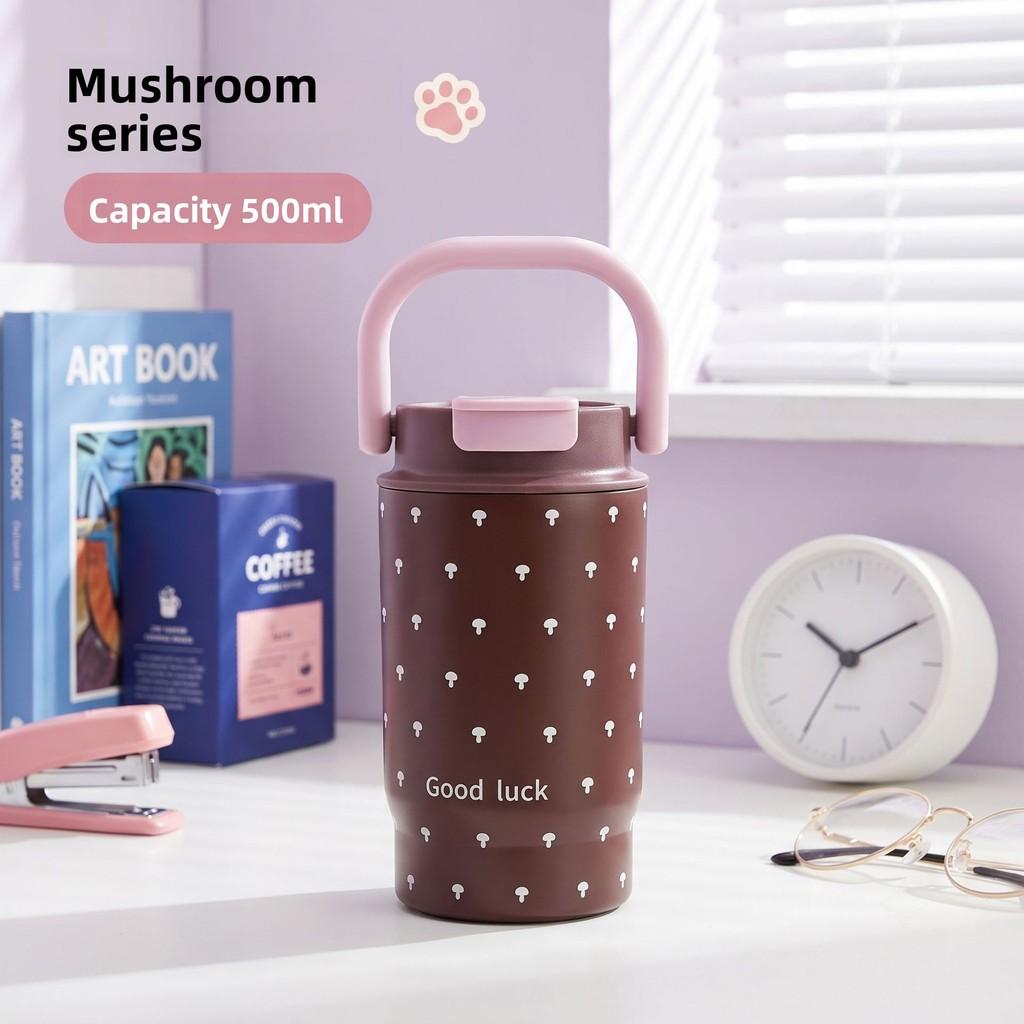 Leopard Print Insulated Water Bottle With Large Capacity And Straw For Girls And Women
