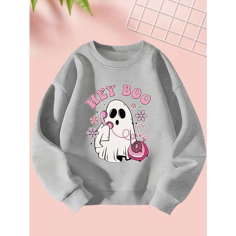 Halloween Cute Girl Creative Trickster Print Sweatshirt - Comfortable Long Sleeve Crewneck for Autumn and Winter