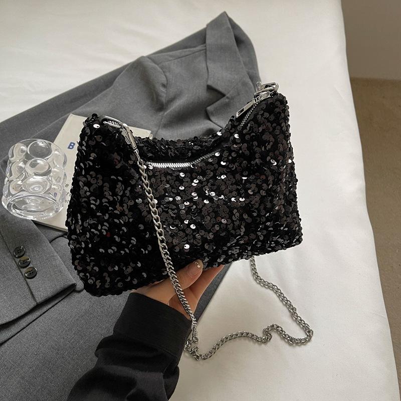 Women's Sequin Pillow Bag Fashion Trendy Single Shoulder Crossbody Bag Small Size