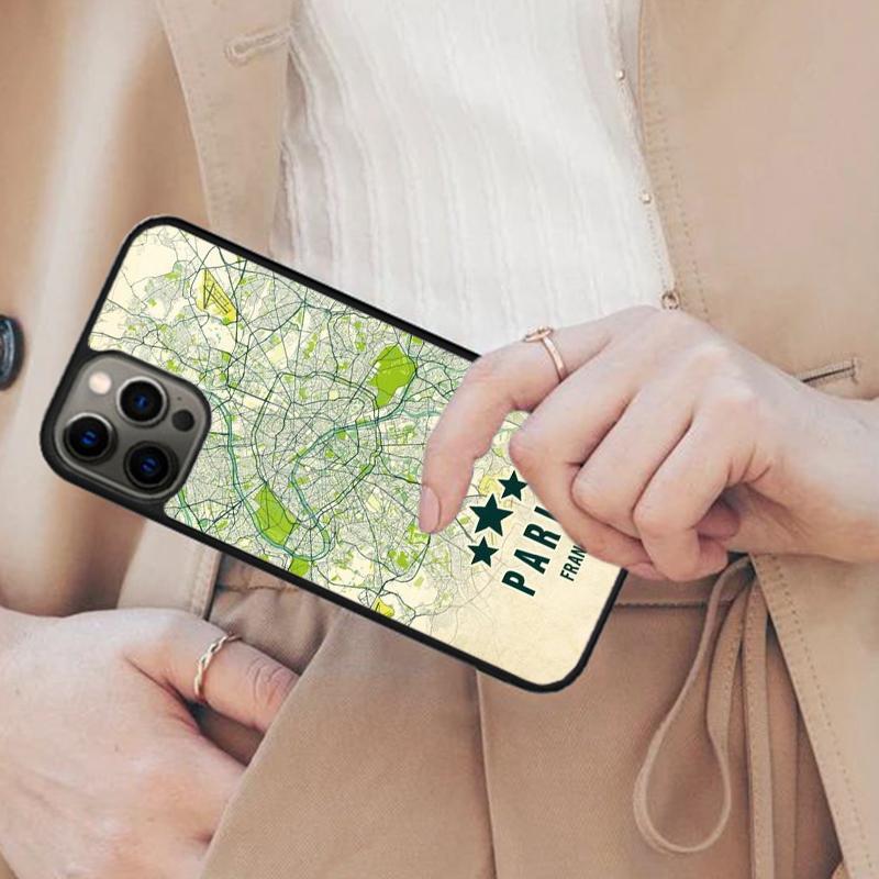 

Paris London Amsterdam City Maps Magnetic Phone Case For APPLE iPhone 17 Air 16 14 13 12 Pro Max 15 Plus Wireless MagSafe Cover iPhone 13mini