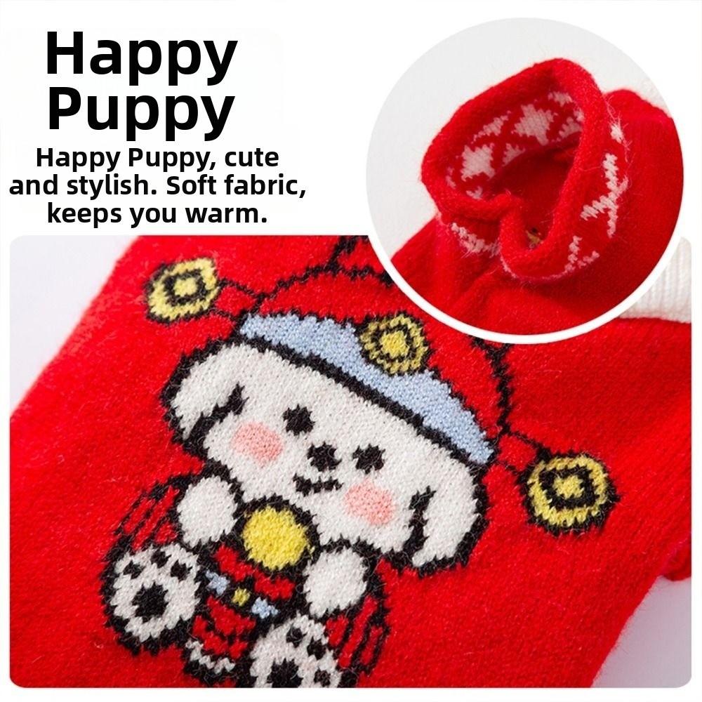 Funny Cute Puppy Clothes Adjustable Winter Knitted Pet Coat  Spring Festival