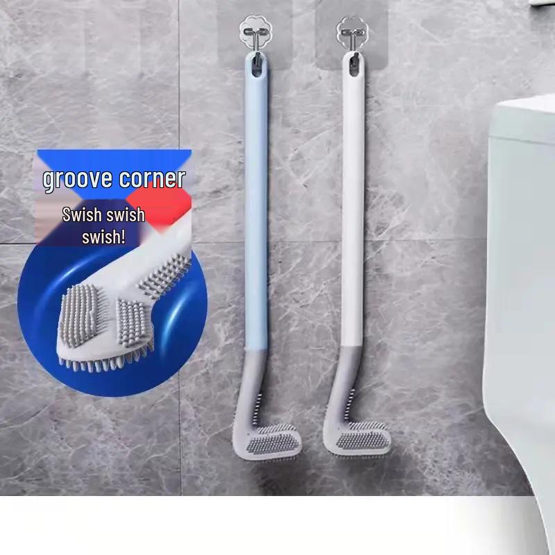 Silicone Golf-Style Toilet Brush with Long Handle for Bathroom Cleaning