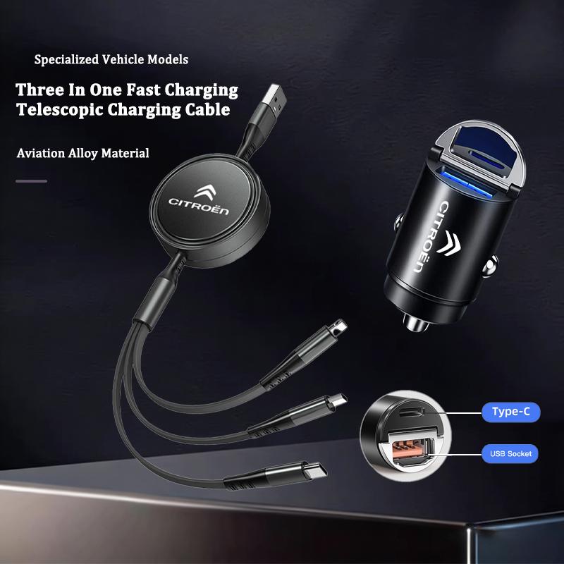 JYRN8 Car Interior Phone Charger Charging Cable Set Accessories For Citroen C1 DS3 C2 C3 Vts C4 Saxo C4L C5 C6 C8 Xsara C3-XR Picasso