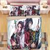 Demon Slayer Bedding Sets Cartoon Comforter Bed Linen Boys Kids Single Double Size Soft Bedclothes Home Decor Anime Duvet Covers