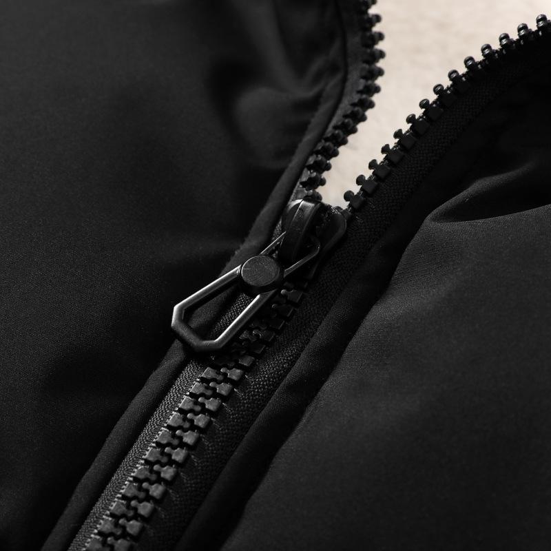 Men's Thickened Cotton Jacket with Stand Collar - Versatile Loose Fit, Solid Color, Plus Velvet.