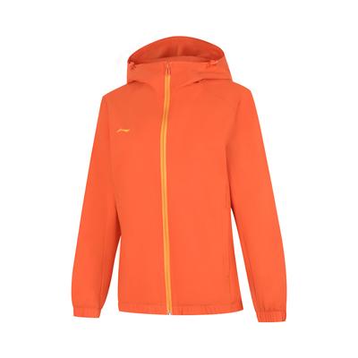 Li Ning Série Achat Groupé Logo Coupe-vent de Sport à Capuche Zippé Raglan Vêtements d'Extérieur Femme Orange AFDU626-6
