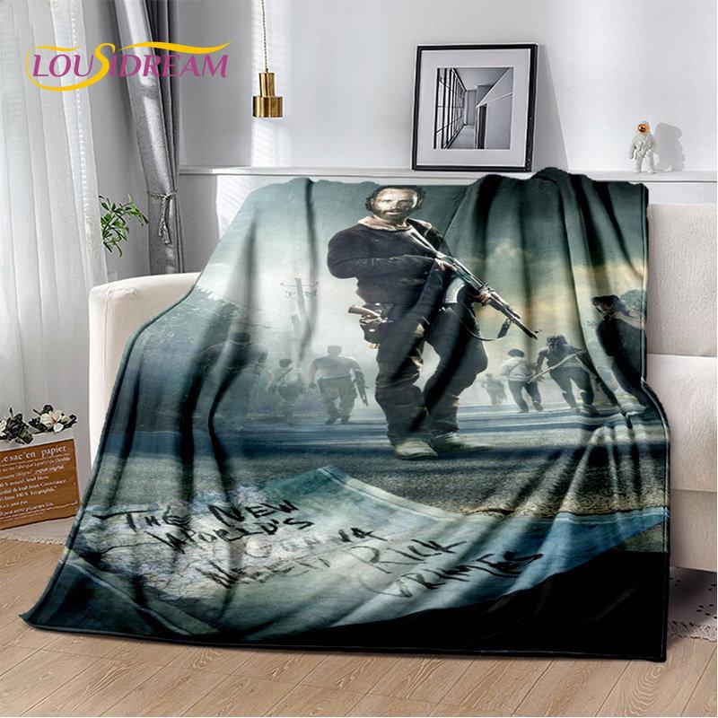 The Walking Dead Korku Yumuşak Peluş Battaniye, Flanel Battaniye Atmak Battaniye Oturma Odası Yatak Odası Yatak Kanepe Piknik Örtüsü Bettdecke