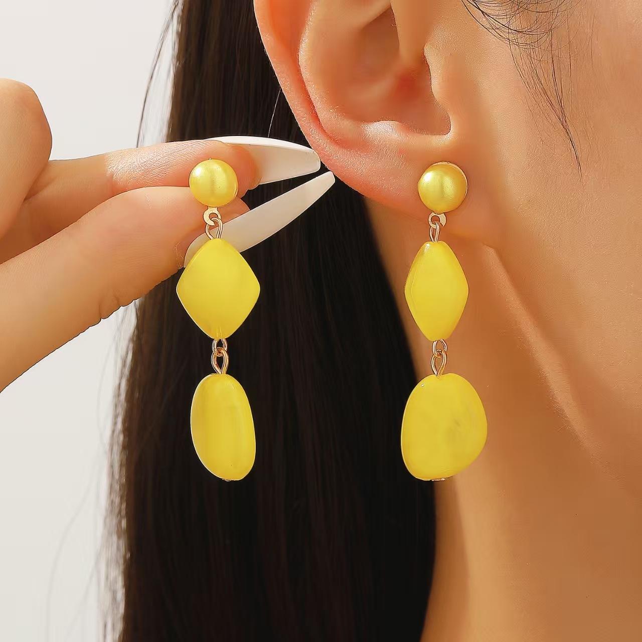 

Модные Роскошные Премиальные Геометрические Неправильной Формы Длинные Серьги-Капли из Смолы для Женщин 1 pair