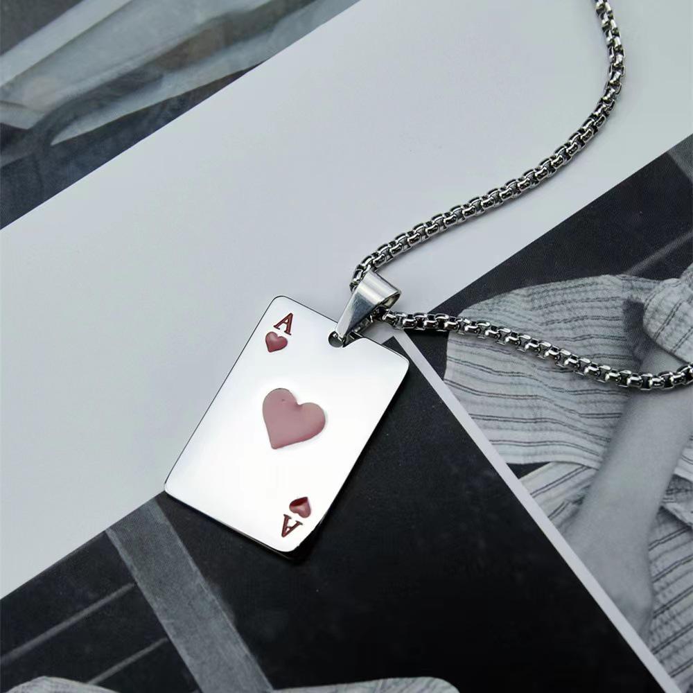 

Hip-Hop Ace of Spades & Hearts Necklace - Trendy, Versatile Pendant for Men