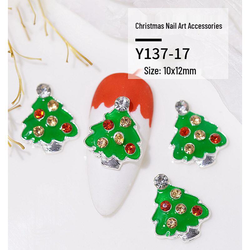 Christmas Alloy Nail Art Decor: Cartoon Santa, Bells, Reindeer, Snowflakes & Rhinestone Accessories