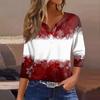 Women's T Shirt Tee Christmas Printed Button 3/4 Sleeve Tunic Daily Weekend Fashion Basic V- Neck Regular Top