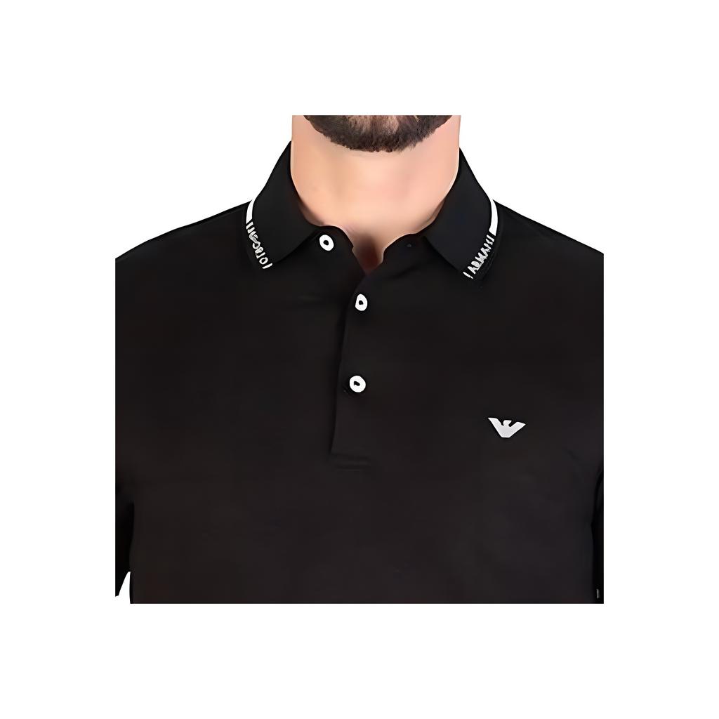 Emporio Armani SS23 Slim Fit Solid Color Short Sleeve Polo Shirt Men tops Black 3G1FL4-1JPTZ-0920