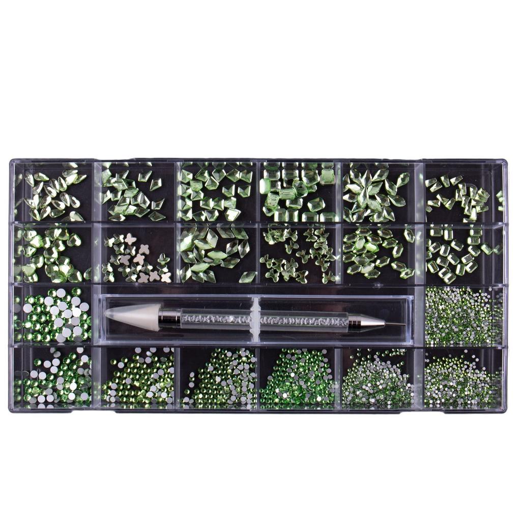 Nail Art 21 Grid Rhinestone Box Nail Art Diamond Flat Bottom Special-Shaped Diamond Nail Rhinestone Nail Art Jewelry Set