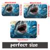1pc 2D Flat Giant Shark Open Mouth Ocean Blue Flannel Door Mat Non Slip Sea Animal Rug For Entryway Kitchen Floor