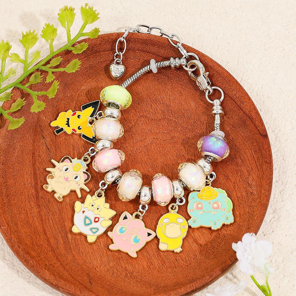 Gioielli Cartoon Pikachu Lega di Zinco Braccialetto con Perline Fai da Te Per Regalo