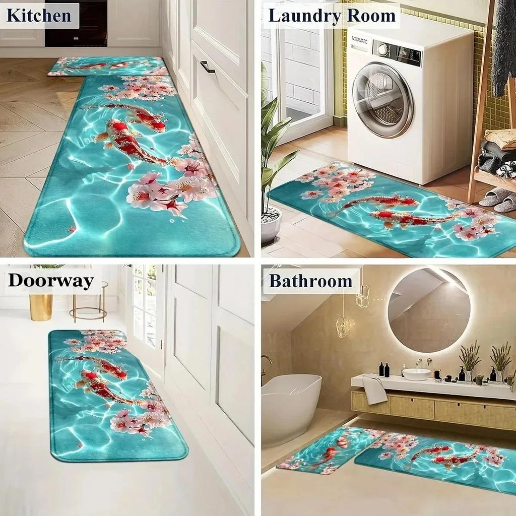 1PC Cute Cats Pattern Door Mats Kitchen Rugs Non-Slip Pop Design Living Room Rugs Bath Mat Carpet for Home Sink Laundry Decor